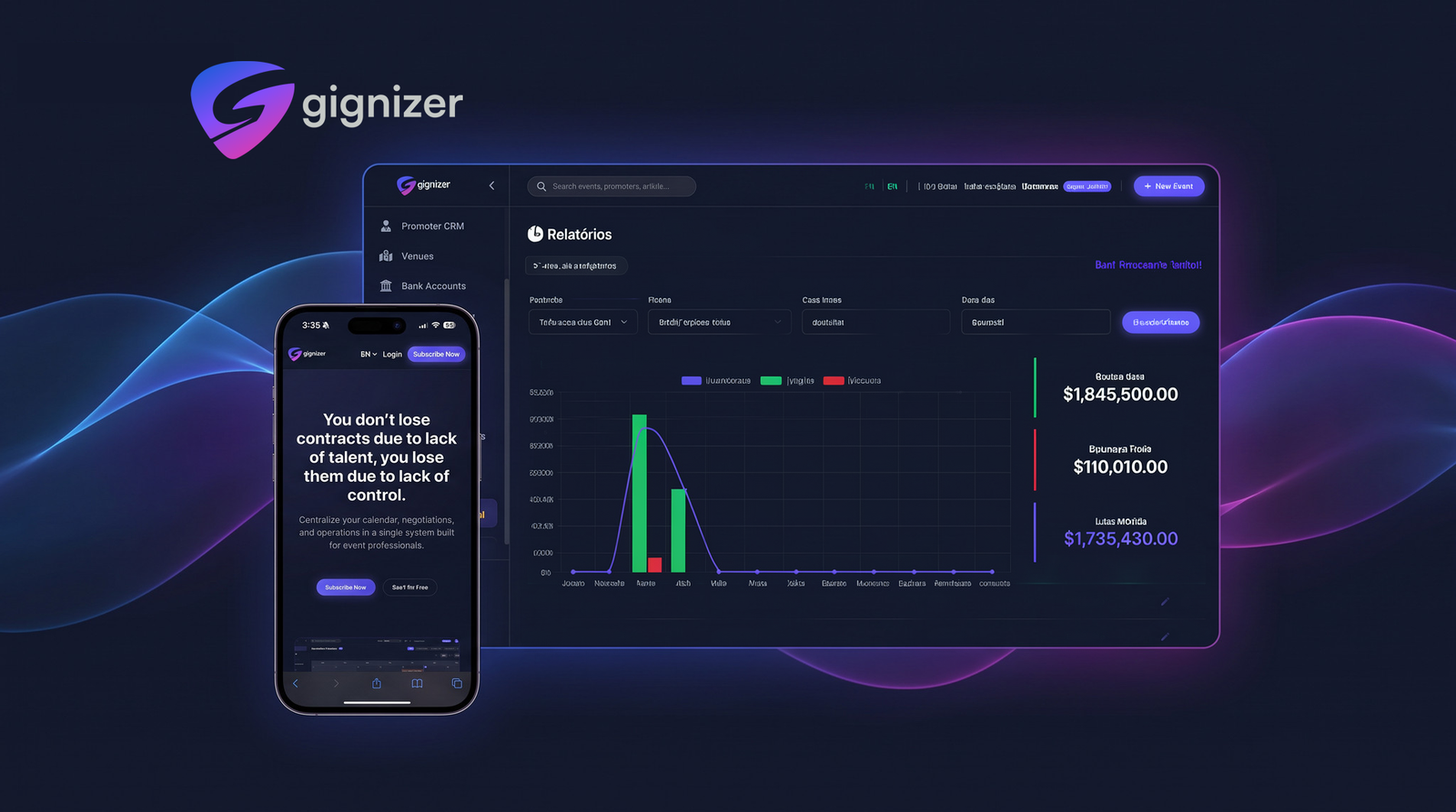 Gignizer Platform Mockup