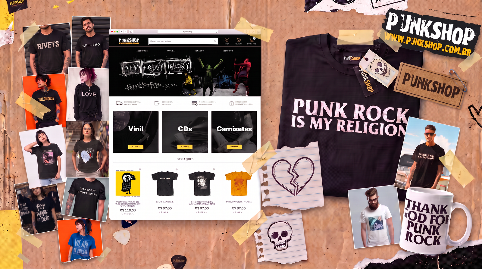 Punkshop E-commerce and Brand Collage